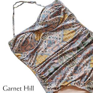 Garnet Hill Paisley One Piece Swimsuit in Yellow and Green